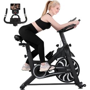 دراجة تمرين بانانا ثابتة للاستخدام في صالة الألعاب الرياضية المنزلية مع دولاب الموازنة الصامت، شاشة LCD، مستشعر معدل ضربات القلب، حاملات زجاجات الهاتف اللوحي، ارتفاع قابل للتعديل لتدريبات القلب in Kuwait