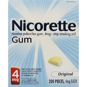 Nicorette Nicotine Gum Stop Smoking Aid, 4 mg, Original Flavor - 200 Count