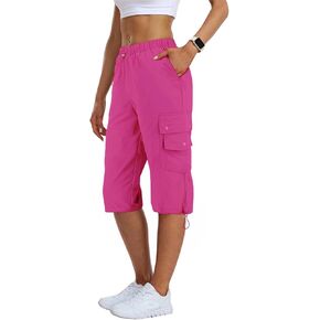 Baggy Women's Hiking Cargo Capris Pants with 6 Pockets, Lightweight Quick Dry Casual Outdoor Travel Capri Pants