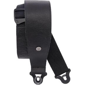D'Addario Comfort Leather Auto Lock Guitar Strap - Acoustic & Electric Guitar Accessories - Easy to Use Auto Locking Guitar Straps - Uses Existing Guitar Strap Buttons - Leather - 3" Width - Black