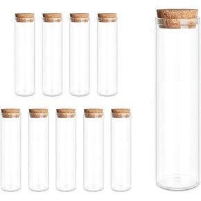 Empty Refillable Borosilicate Glass Bottles Vials Jars,Glass Test Tube with Cork Caps for Wedding Favors and Art Crafts DIY Decoration.(1.35 Oz,10 Pcs