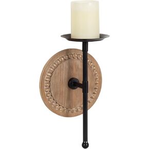 Kate and Laurel Letta Traditional Wall Sconce, 8 x 6 x 12, Rustic Brown and Black, Two-Tone Modern Farmhouse Wood and Metal Candle Holder for Flameless Candles