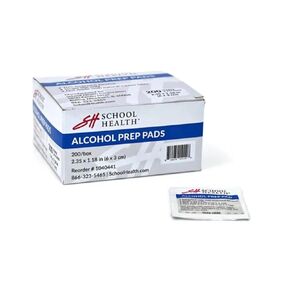 School Health Alcohol Prep Pad - 200 pack, Sterile, Individualy-Wrapped, Isopropyl Non-Woven Pad | Medium Size, 2 Ply - Disposable - For Medical and First Aid Kits - Latex Free and Antiseptic