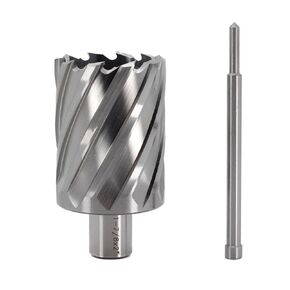 OSCARBIDE Annular Cutter 1-7/8 inch Cutting Diameter,2 inch Depth of Cut,3/4 inch Weldon Shank 2 Flat Mag Drill Bit with Pilot Pin for Magnetic Drill Press,1 Piece