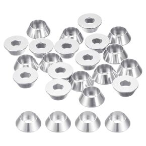 uxcell M5 Cone Cup Countersunk Washers, 10 Pcs Anodized Aluminum Gaskets Cup Head Washer Gasket, Cup Screw Counterbore Gasket for Mechanical Accessories Parts, Silver