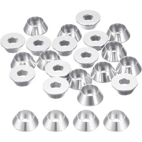 uxcell M4 Cone Cup Countersunk Washers, 30 Pcs Anodized Aluminum Gaskets Cup Head Washer Gasket, Cup Screw Counterbore Gasket for Mechanical Accessories Parts, Silver in Saudi Arabia