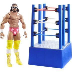 WWE Wrestlemania Moments Macho Man Randy Savage 6 بوصة عربة حلقية لشخصية الحركة مع عجلات دوارة هدية قابلة للتجميع لمحبي WWE للأعمار من 6 سنوات فما فوق in Kuwait