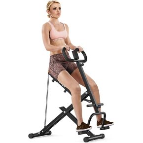 Dskeuzeew Squat Machine, Exercise Equipment for Home 330 Lbs Squat Rowing Machine with Adjustable Resistance Home Workout Machine Leg Glute Trainer for Full Body