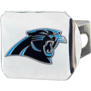 Carolina Panthers Chrome Hitch Cover with 3D Colored Team Logo by FANMATS - Unique Team Logo Metal Molded Design – Easy Installation on Truck, SUV, Car - Ideal Gift for Die Hard Panthers Football Fan