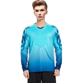 Youth Boys Padded Protection Football Goalkeeper Jersey Long Sleeve Goalie Shirt Training Soccer Uniform