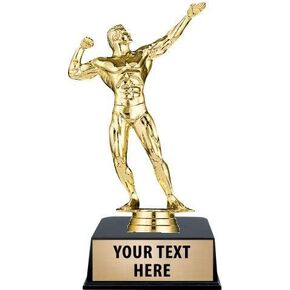Crown Awards Bodybuilding Trophies with Custom Engraving, 6" Personalized Male Bodybuilder Trophy On Black Base Prime
