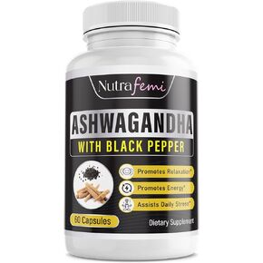 Organic Ashwagandha with Black Pepper for Imporved Absorption. Resistant to Stress, Increases Energy Levels & Supports Memory Enhancement- 650 Mg 60 Capsules