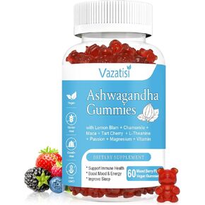 Ashwagandha Gummies for Women Men, 2500mg Organic Ashwa Root Extract Supplement - 60 Count