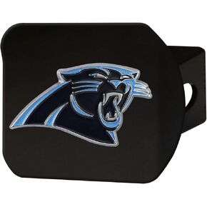 Carolina Panthers NFL Black Metal Hitch Cover with 3D Colored Team Logo by FANMATS - Unique Round Molded Design – Easy Installation on Truck, SUV, Car - Ideal Gift for Die Hard Football Fan