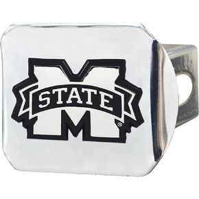 FANMATS 19242 Mississippi State Bulldogs Chrome Metal Hitch Cover with Chrome Metal 3D Emblem