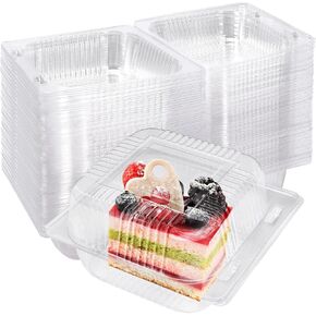 100Pcs Clear Plastic Take Out Containers,Clear Plastic Hinged Food Containers,Disposable Clamshell Dessert Container with Lid for Salads,Dessert,Cakes,5x4.7x2.8 inch