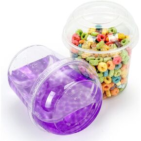 Golden Apple, 8 oz. Ultra Clear Recycled PET Plastic Round Deli Container and Flat Lid Combo - 20sets
