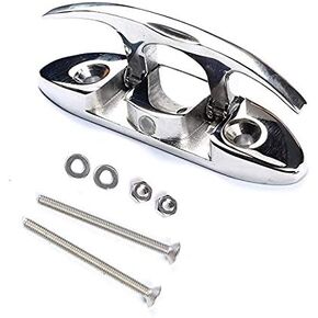 Qiilu Marine Boat Flip Up 4-1/2inch Folding Cleat Dock Stainless Steel with Fasteners