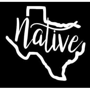 Texas Native Vinyl Decal | White | Made in USA by Foxtail Decals | for Car Windows, Tablets, Laptops, Water Bottles, etc. | 4.5 x 4.2 inch