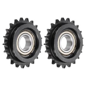 uxcell 2pcs DIN(ISO) 08B Roller Chain Idler Sprocket 25mm Bore, 1/2" Pitch, Hardened 21 Tooth Tensioner Sprocket, Insert Single Bearing (B Type)