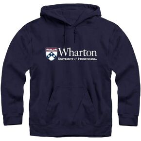 University of Pennsylvania Cotton Hooded Sweatshirt with Front Pocket with Official Wharton Logo, Hooded Sweatshirt