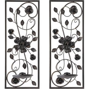 Wall Candle Sconce Holder Set of 2, Candle Sconces Wall Decor for Living Room Dining Room Bedroom, Brozne
