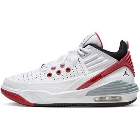 NIKE Jordan Max Aura 5 Big Kids' Shoes (DZ4352-101, White/Varsity Red/Wolf Grey/Black) Size 6