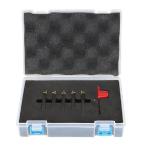5Pcs 1/4 Inch Indexable Carbide Turning Tool Holder Set with 5Pcs Carbide Inserts Lathe Turning Tools Fit for Finishing Operations