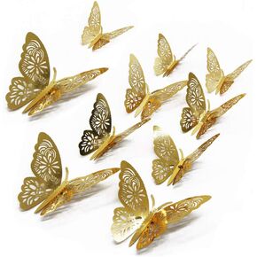 FOMTOR 3D Butterfly Wall Decor Paper Gold Butterflies Butterfly Cake Decorations for Cake Decorating Wall Decor Wedding Party Decorations 72 pcs
