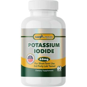 Potassium Iodide 65 mg Per Serving - Dietary Supplement, Thyroid Support - 2 Months Supply - Non -GMO - Made in The USA - Exp Date 03/2029