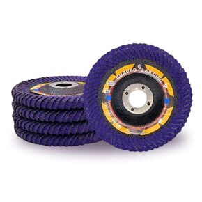 WA 5PACK - 4" x 5/8" inch 40# Ceramic & Zirconia Mix 40# Curved Edge Flap Disc for Fillet Weld, Curve Radial Type, Angle Grinder Sanding Disc, High Performance Edge Grinding, 4 Inch GRIT 40