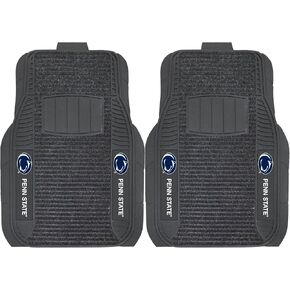 FANMATS 13818 Penn State Nittany Lions 2-Piece Deluxe Car Mat Set, Vinyl Trim and Colored Team Logo, Dual Rib Charcoal Carpet, Trimmable Edges