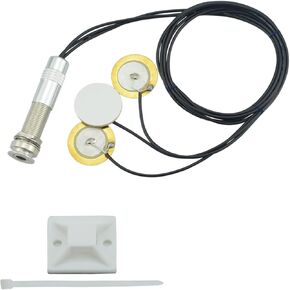 30cm Acoustic Guitar Pickup Contact Microphone Piezo Transducer,3 Piezo in 1 Idea Microphone Contact Self-adhesive Mono Piezo Pickup with Buzzer for Acoustic Ukulele Guitar Violin