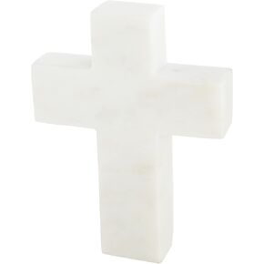 Mud Pie Marble Cross, White, 6" x 4.5", 1 Count (Pack of 1)