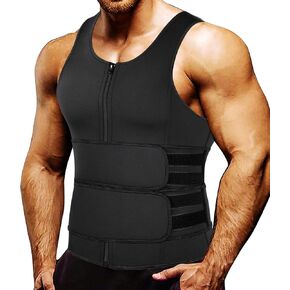 MISS MOLY Men's Sauna Waist Trainer Vest Sweat Vest with Trimmer Belt Workout Tank Top Body Shaper
