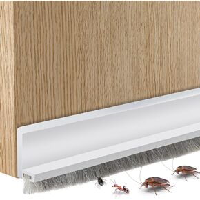 2 Pcs Door Sweep for Bottom of Door ,Integrated under Door Draft Stopper with Brush ,Weather Stripping with Self Adhesive,Under Door Seal for Protection Against Dust,Cold,Heat,Noise 39.37"L/2"W(Black)
