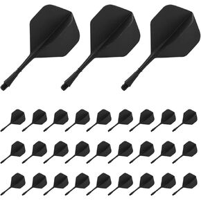 Black Integrated Dart Flights and Shafts,30Pcs Plastic Black Dart Shaft and Flights 2BA Screw in-one Dart Flight Accessories