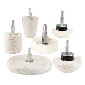 6PCS Polishing Wheel Drill, Buffing Grinding Wheel Shoe Polishing Wheel Kit, Flannelette Polishing Wheel Small White Grinding Wheel for Ceramic, Glass, Wood, Stainless Steel, Jewelry