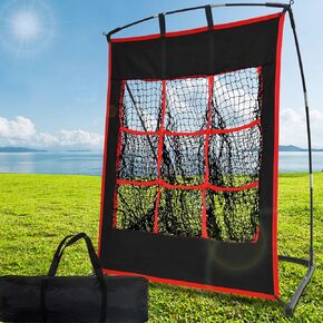 9 Hole Softball Baseball Pitching Hitting Target Net with Strike Zone Softball Baseball Batting Practice Net for Hitting Pitching 9 Pocket Pitching Hitting Batting Nets for Baseball Softball Practice