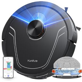 HONITURE Robot Vacuum and Mop Combo,V8 Pro Robot Vacuum Cleaner with 5000Pa Max Suction,Laser Navigator Robotic Vacuums with 180 Mins Run Time,Self-Charging,App Control,Ideal for Pet Hair