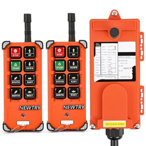 NEWTRY Wireless Crane Remote Control 8 Buttons 24V 2 Transmitters Industrial Channel Electric Lift Hoist Wireless Switch Receiver (2 Transmitters + DC 24V Receiver)