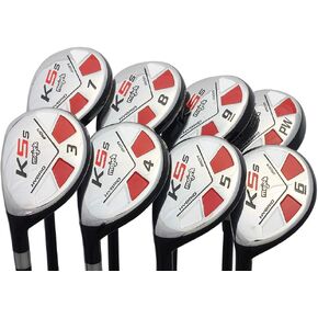 LEFT HANDED Majek Golf Senior Men’s All Hybrid Complete Full Set, which includes: #3, 4, 5, 6, 7, 8, 9, PW Senior Flex Total of 8 New Utility “A" Flex Clubs with Premium Men's Arthritic Grip