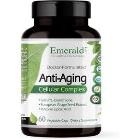 EMERALD LABS Anti-Aging Cellular Complex - Formulated with L-Glutathione, Resveratrol, CoQ10, Grapeseed Extract, and Alpha Lipoic Acid - 60 Vegetable Capsules