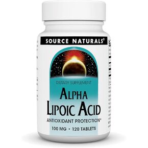 Source Naturals Alpha Lipoic Acid Supports Healthy Sugar Metabolism, Liver Function & Energy Generation* - 100 mg - 120 Tablets