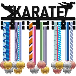 CREATCABIN Wooden Basketball Medal Hanger Display Medal Holder Sport Medal Rack Wall Rack Mounted over 30 Medals Awards Ribbon Stand for Soccer Competition Athletes Medalist Black 15.7x5.9Inch