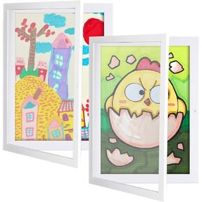2 Pack Kids Art Frames Front Opening, Kids Art Display Frame Kids Artwork Frames Changeable for Wall & Tabletop, 8.3'X 11.8' A4 Picture Artwork Frames for Kids Art Drawing 3D Picture Hanging Home
