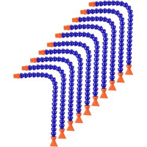 Pack of 10 Flat Nozzle 1/4PT Flexible Oil Coolant Pipe Hose Blue Orange ，for Lathe, Milling,Water Cooling