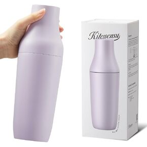 Kitessensu Hybrid Cocktail Shaker | Vacuum Insulated Stainless Steel Martini Shaker with Double Wall Martini Cup | Integrated Measuring System | Tumbler Lid & Cocktail Recipes Included | Cream