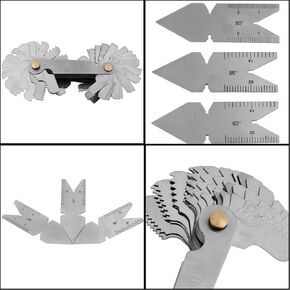 Screw Pitch Gauge,Thread Gauge,2pcs 60°+1pc 55° Center Gauges Fishtail Gauge Measuring Tool Set,for Screw Cutting Tools