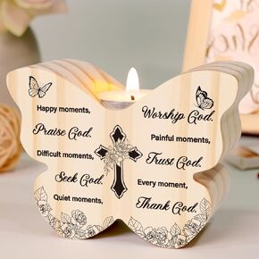 Christian Gifts for Women Men, Religious gifts for Women Men, Inspirational Gifts for Women, Spiritual Gifts for Women, Candle Holder with Bible Verse, Christian Decor (Praise God)
